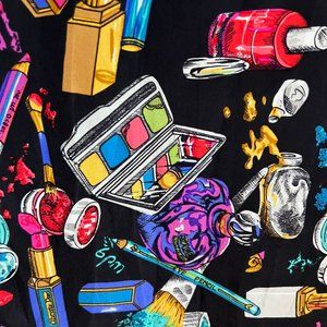 Vintage, Rare, Nicole Miller Silk Scarf "COSMETICS"  11" x 70"